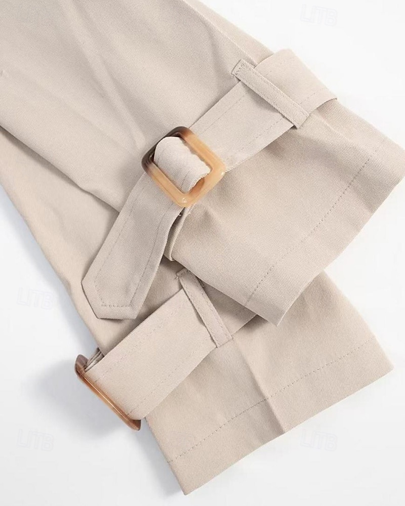Dame Frakk Trenchcoat Bekvem Knapper Elegant Mote Utendørs Helfarge Ut på byen Fritid / hverdag Helg Enkeltkneppet Kort Knaphul Normal Langermet Yttertøy Aprikos Vår Høst 2025 - $35.99 –P6