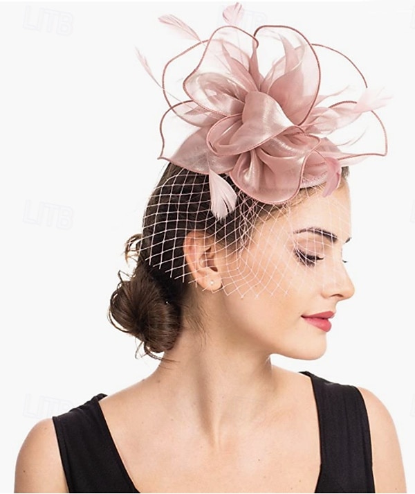 Tocados Plumas Boda Fiesta de Noche Elegante Boda Con Pluma Celada Sombreros 2025 - $17.49 –P15