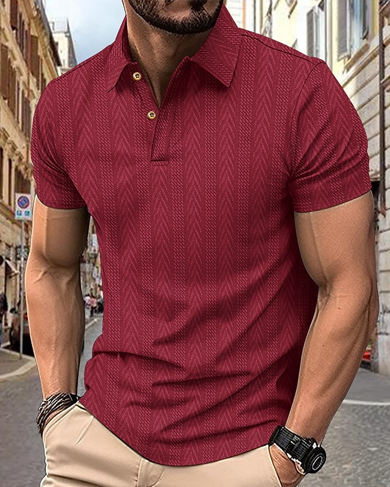 Men's Golf Shirt Golf Polos Shirts Work Casual Lapel Short Sleeve Basic Modern Stripes Patchwork Buttons Summer Regular Fit Depression Green Black White Burgundy Deep Blue Khaki Golf Shirt 2025 - $21.99 –P1