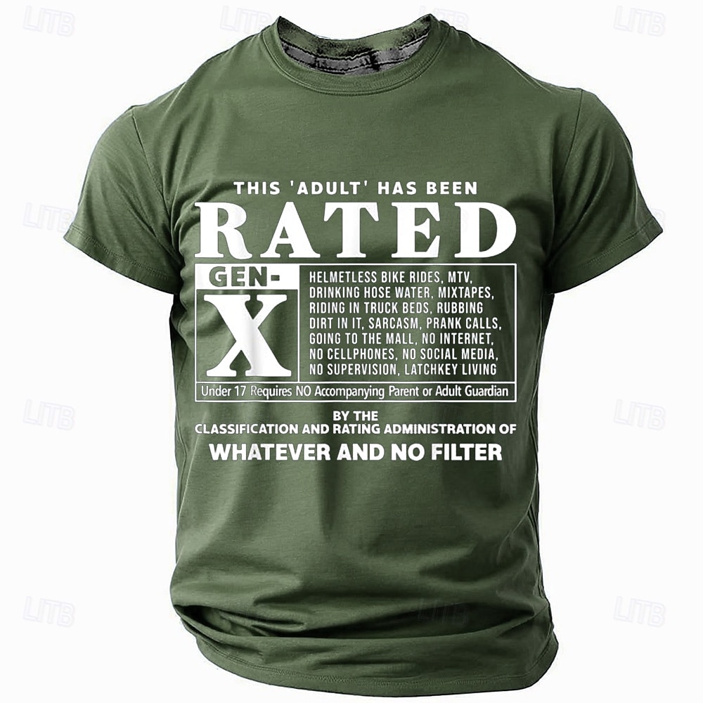 Ανδρικό Rated Gen X Μπλουζάκι - Αστείο Vintage 'Ό,τι  Χωρίς Φιλτράρισμα' Γραφικό Tee για Ενήλικες. 2026 - $19.49 –P2