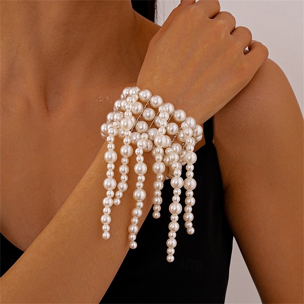 Bracelet Jonc Le style rétro Classique Mini ancien Mode Tendance Bracelet Bijoux Blanche Rond pour Mariage Soirée Fiançailles Bal de promo de 2025 ? $20.99 –P1
