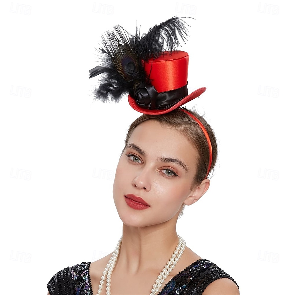 Chapeau fascinateur pour femme, serre-tête pour fête de thé, mini-chapeaux haut de forme, cocktail, fleur, maille, plumes, pince à cheveux de 2025 ? $42.99 –P2
