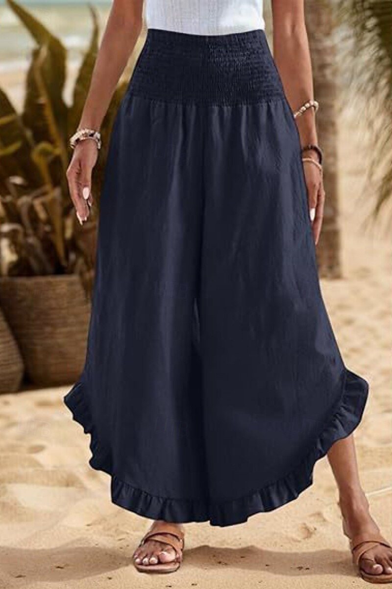 Per donna Pantaloni in cotone e lino Pantaloni Eleganti Moda Streetwear Lunghezza intera Naturale Semplice Volant Elastico in vita All'aperto Confortevole All'aperto Vacanza Uscire Rosso arancione del 2025 a $29.99 –P18