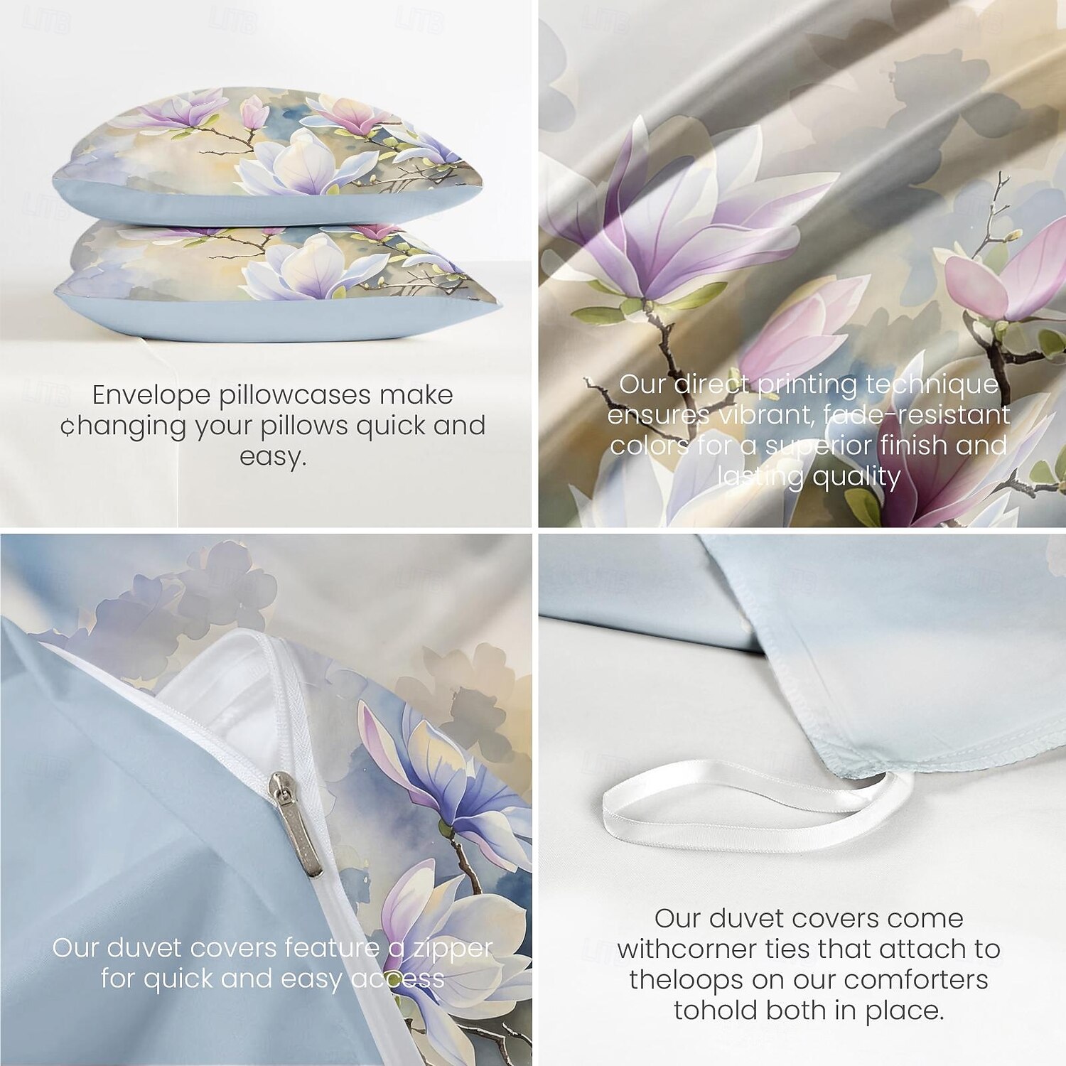 Blommor Duvet Set 100% Bomull Mjuk och Andningsbar Sängkläder Med Färgglada Blommor Lätt och Hållbar Täcke Bekväm för Alla Säsonger Lätt att Ta Hand Om 2025 - $60.99 –P3
