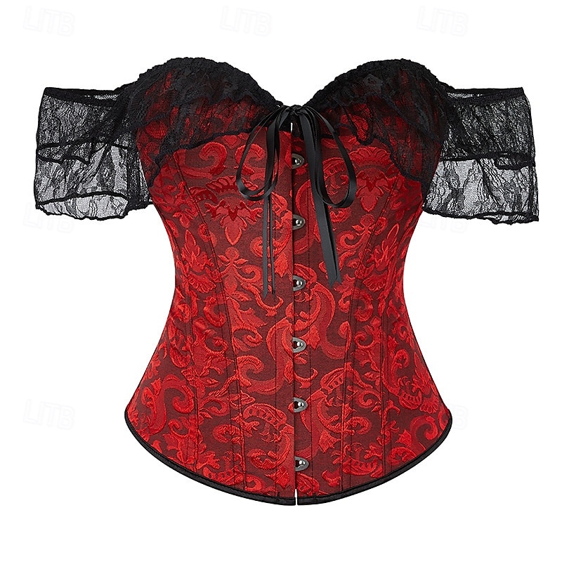 Rococo Overbust Corset Masquerade Overbust Corset Cosplay Tummy Control Push Up Jacquard Jacquard Women's Royal Masquerade Party Carnival of Venice Adults' Corset 2025 - $26.99 –P10