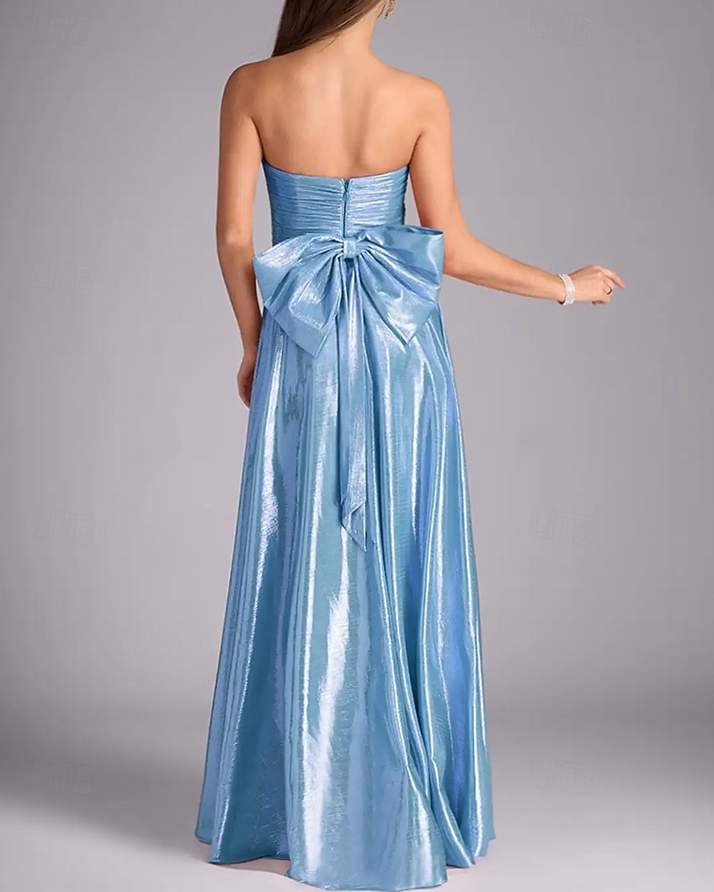 A-Line plesové šaty elegantní šaty formální večerní party délka po zem bez rukávů off shoulder polyester s mašlí nařasené s rozparkem 2025 - $153.99 –P4