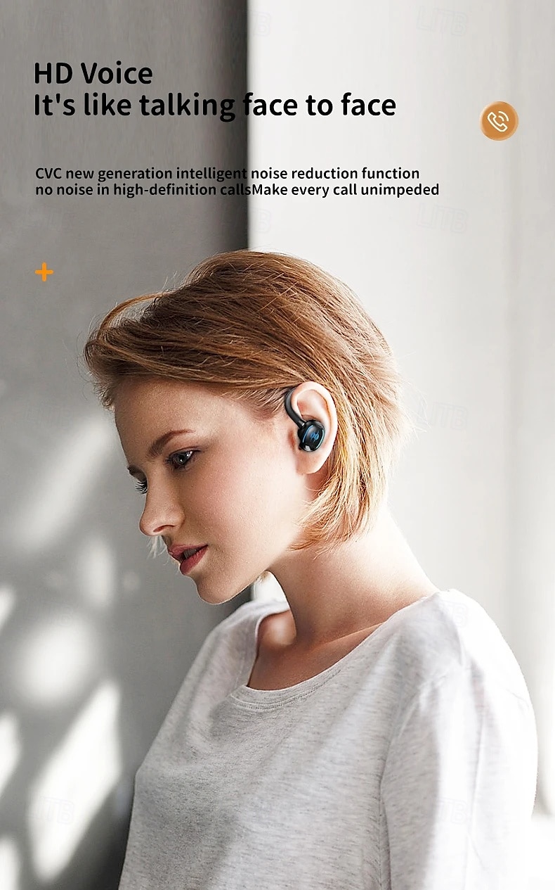 2025年 635 トゥルーワイヤレスヘッドフォン TWS イヤフォン、イヤーフック Bluetooth 5.3、エルゴノミックデザイン、充電ボックス、日常使用、旅行、自転車用の長持ちバッテリー  コレクション – $54.99 –P6