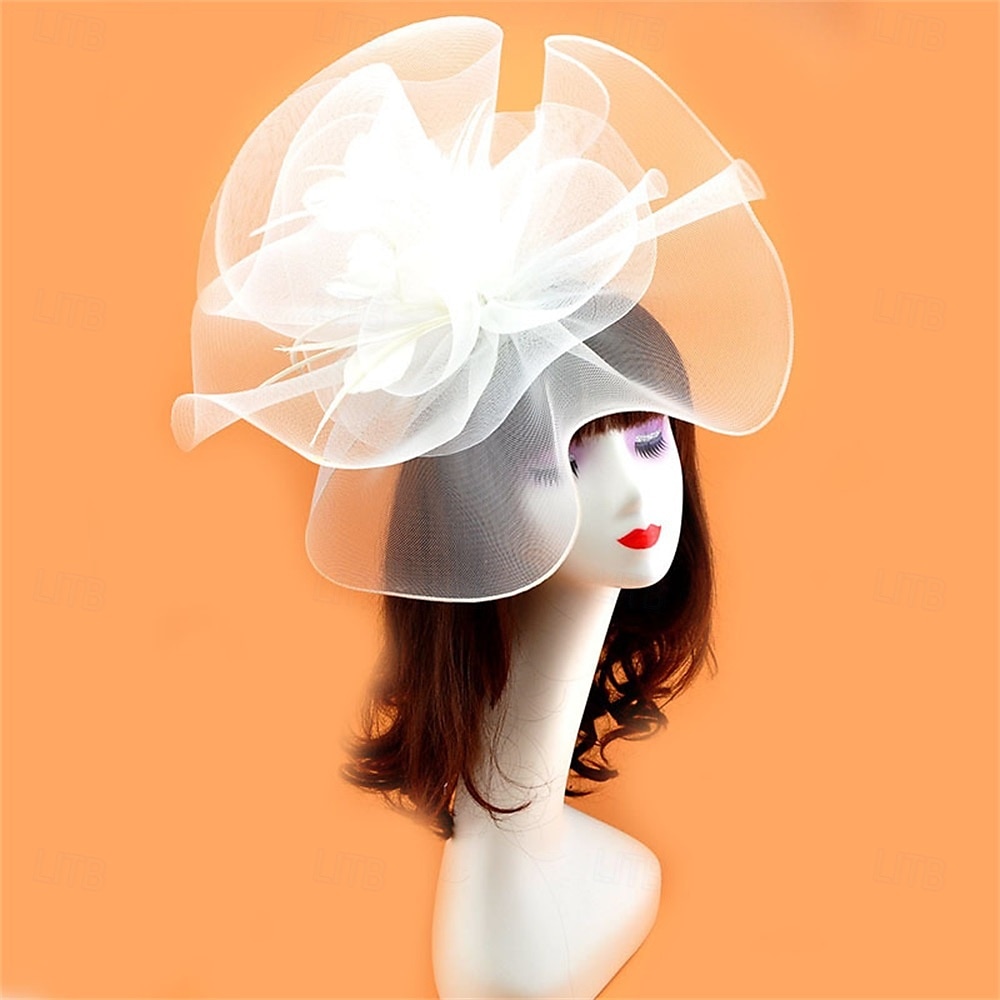 Coiffe Tulle Chapeau Fedora Mariage Anniversaire Soirée Fête du thé Course de Chevaux Élégant ancien Mignon Avec Plume Casque Couvre-chef de 2025 ? $19.99 –P14