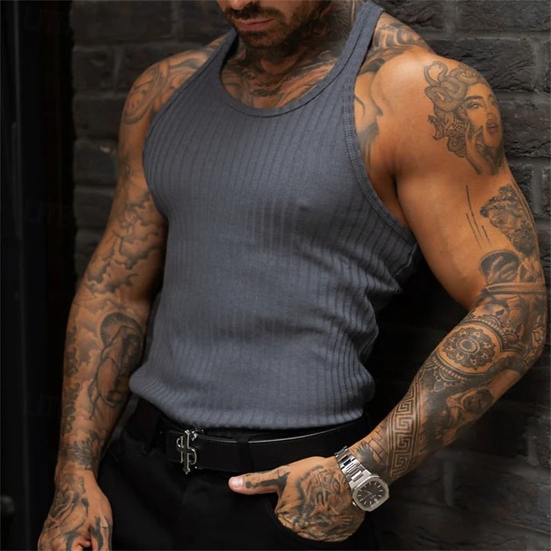 Per uomo Canotta Maglietta smanicata Canottiera Maglietta senza maniche Senza Maniche Girocollo Estate Semplice Moda Designer Vacanza Streetwear Uscire Nero Bianco Vino Maglietta Top per Uomo del 2026 a $14.49 –P5