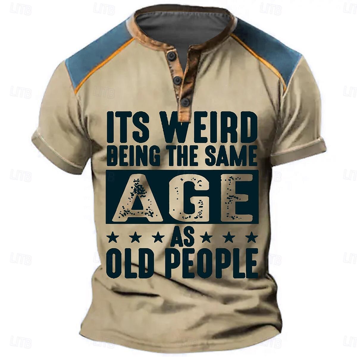 Hombre Es raro tener la misma edad Camiseta Henley Shirt Manga Corta Impresión 3D Moda Casual Estilo callejero Calle Deporte Casual Primavera verano Azul Piscina Verde Trébol Caqui Gris Henley 2025 - $21.99 –P9