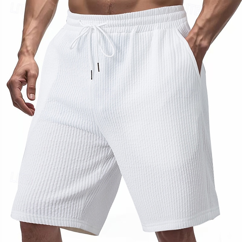 Men's Sweat Shorts Shorts Bermuda shorts Running Shorts Casual Shorts Drawstring Elastic Waist Plain Comfort Sports Short Yoga Daily Gym Athleisure Black White Micro-elastic 2025 - $17.99 –P7
