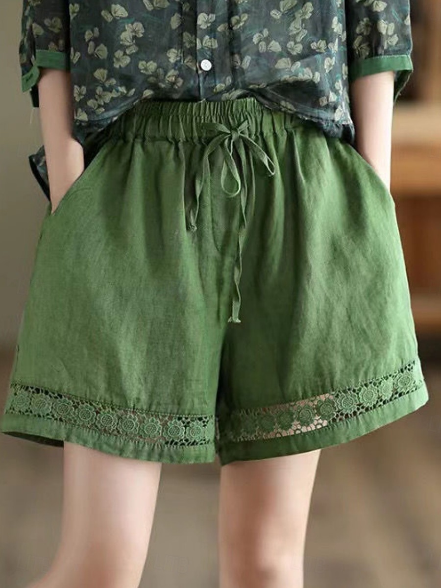Mujer Pantalón corto Pantalones cortos de verano Pantalones cortos de playa Vacaciones Vintage Moda Corto Alta cintura Plano Correa Bolsillo Cintura elástica Comodidad Ligero Suave Microelástico 2026 - $19.99 –P3