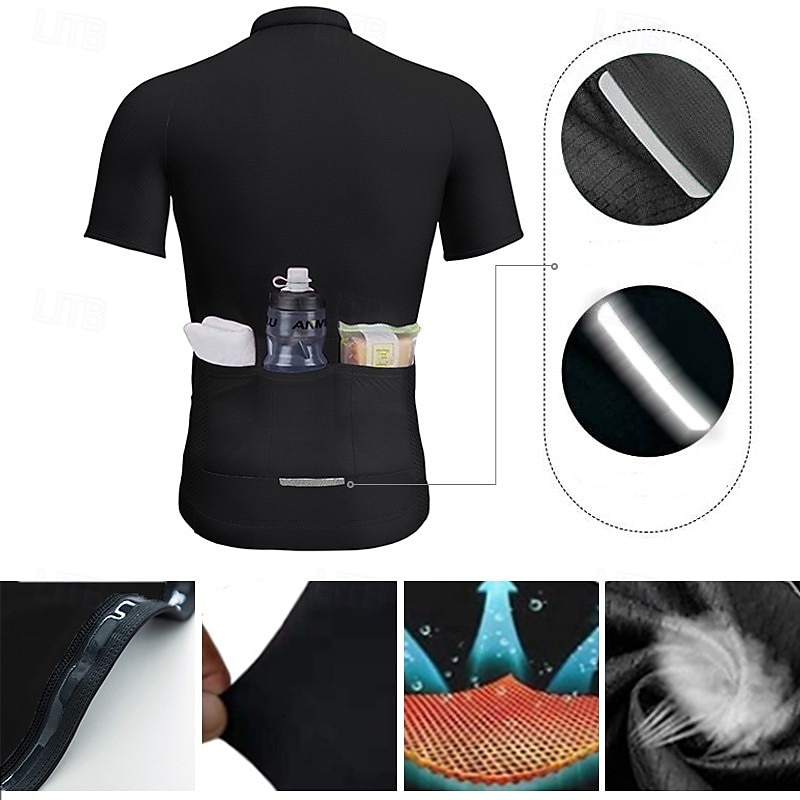 Homme Maillot de cyclisme Manche Courte Cyclisme Maillot Top avec 3 poches arrière Résistant aux UV Séchage Rapide Fermeture Éclair Frontale Bandes réfléchissantes Jaune Des sports Vêtement Tenue de 2025 ? $25.99 –P5