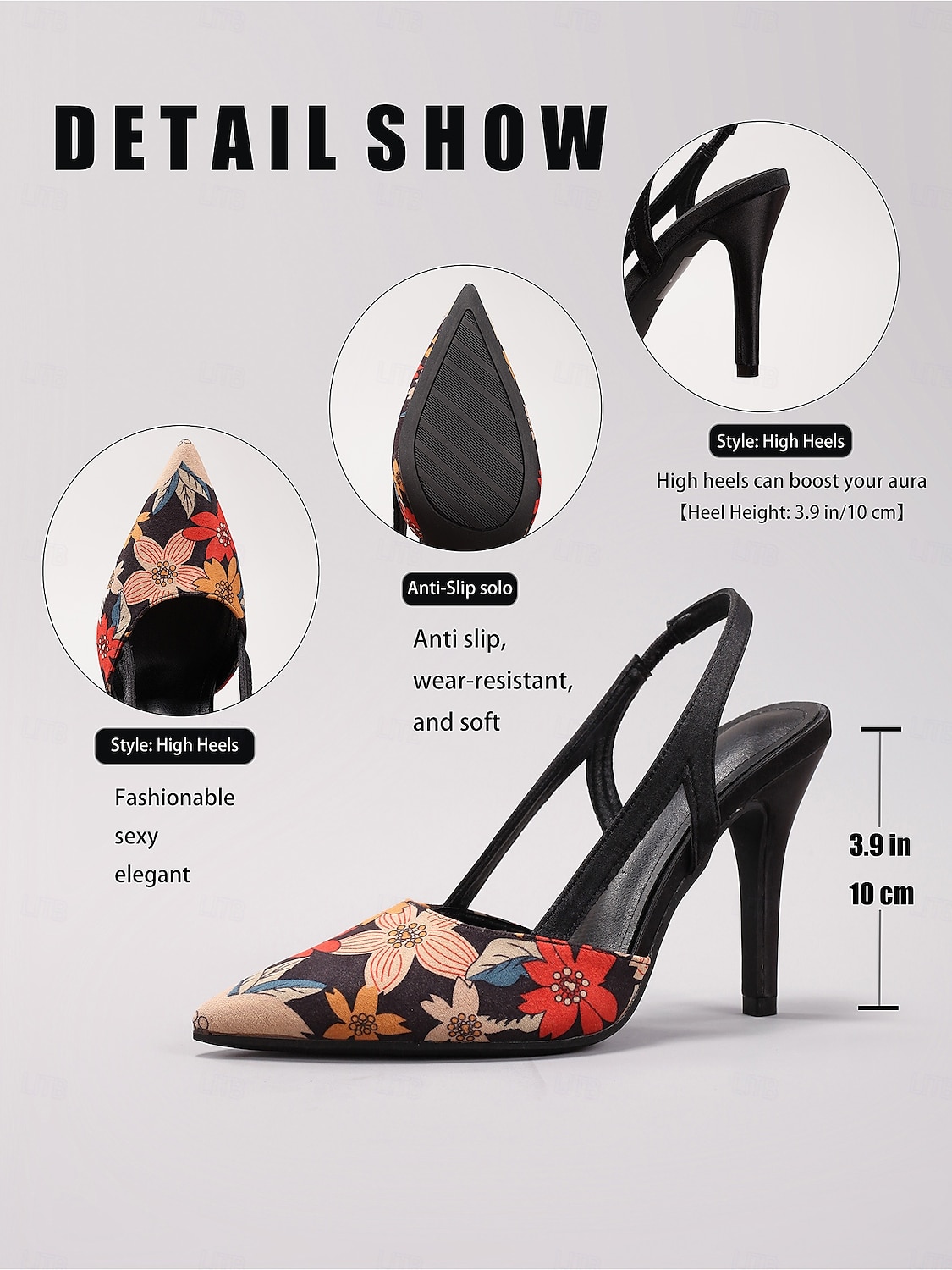Women's Floral Slingback High Heels – Elegant Pointed Toe Stiletto Pumps for Office, Party, or Evening Events 2026 - $42.99 –P1