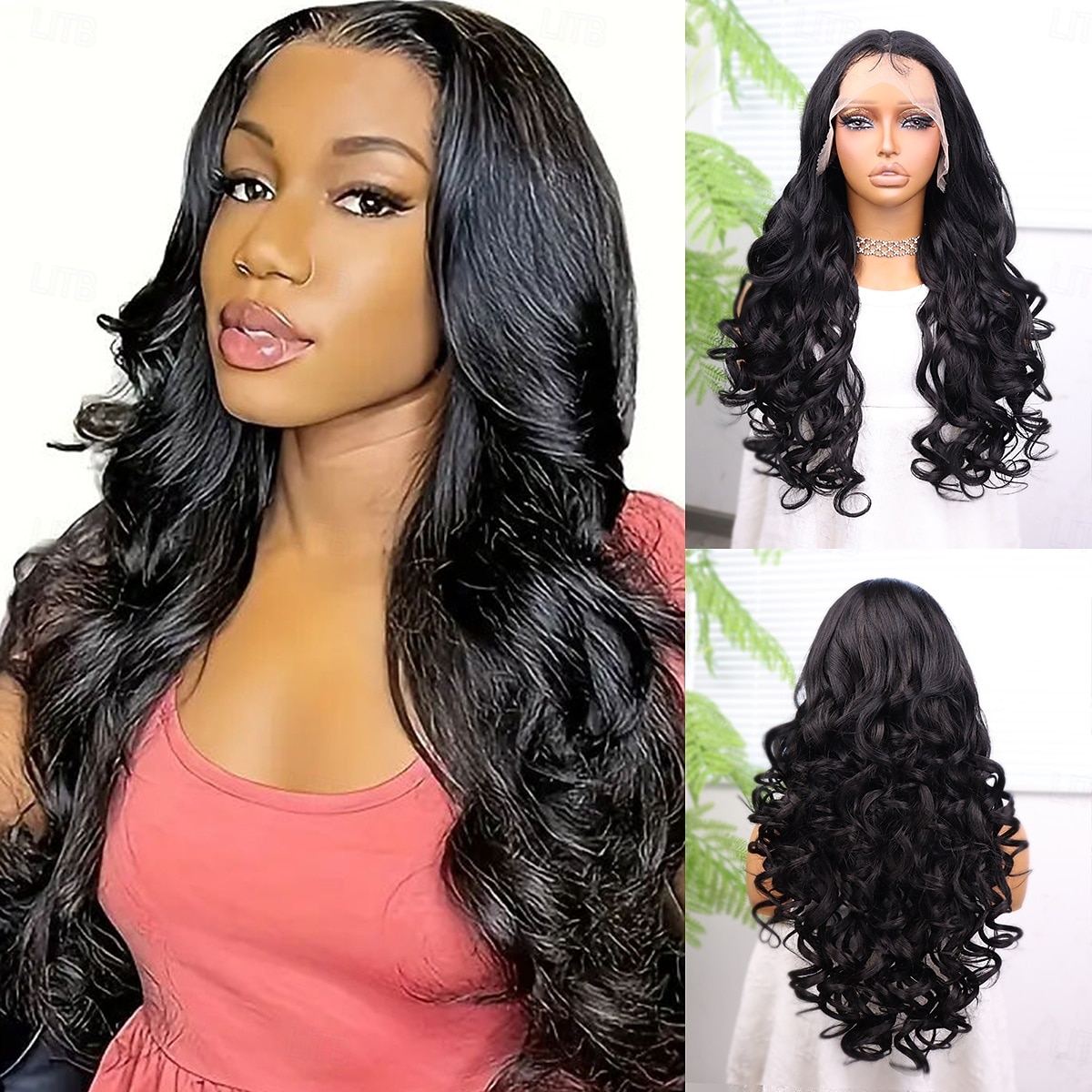 Synthetic black 22” body wig Long Black Wig | Realistic 22 Inch Body Wave Wig Glueless  main image 3