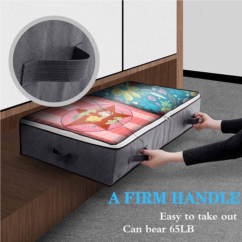 3 контейнера для хранения под кроватью объемом 75 л, органайзеры для шкафа и контейнеры для хранения, складные сумки для хранения под кроватью для одеял, полотенец, стеганых одеял, свитеров, подушек, 2025 - $27.99 –P3