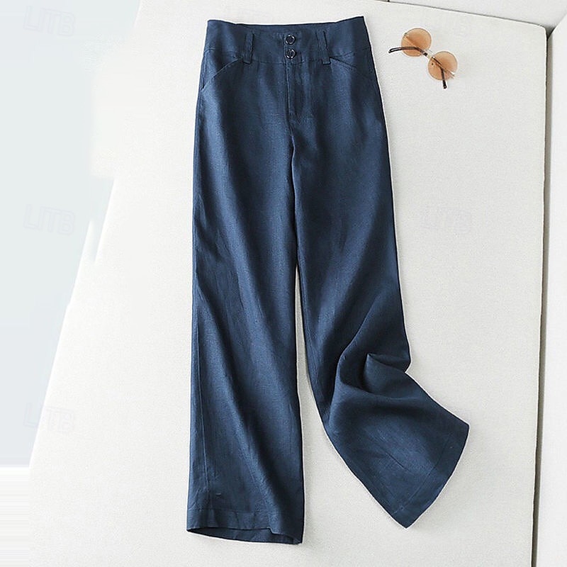 Per donna Pantaloncini in cotone e lino Pantaloni ispirati al lino Pantaloni in cotone e lino Streetwear Casual Lunghezza intera Naturale Semplice Tasca Fibbia Comodo Confortevole Streetwear Uscire del 2025 a $17.99 –P6