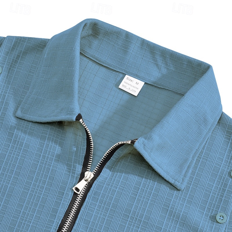Pánské Polo na čtvrt zip Golfová košile Denní Dovolená Čtvrtletní zip Krátký rukáv Módní Základní Bez vzoru Žakár Léto Běžný Černá Bílá Námořnická modř Nebeská modř Khaki Šedá Polo na čtvrt zip 2025 - $18.99 –P6