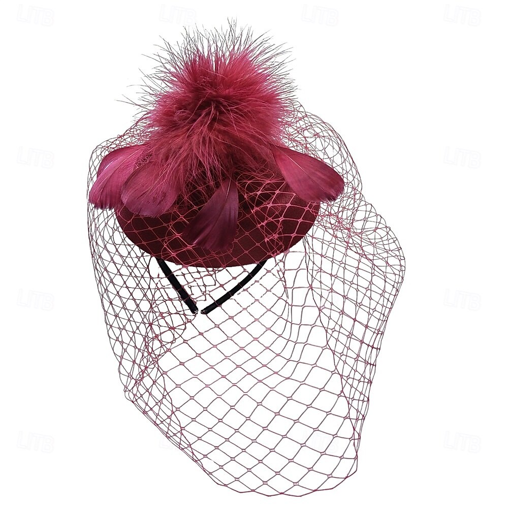 7726 Kentucky Fascinators Hat With Flower Veil Wedding Pillbox Hats Fascinator Hats for Women Tea Party Kentucky Derby Hat Veil  main image 4