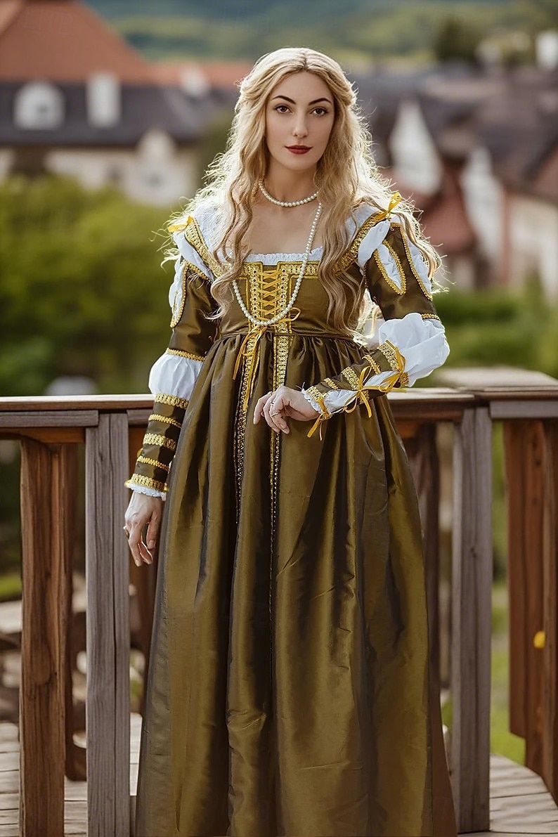 Mittelalterlich Renaissance Kleid Abschlussballkleider Abendkleid Wikinger Keltischer Ritter Kostüm Damen königlich Halloween Karneval Maskerade Leistung LARP Renaissance-Messe Erwachsene Kleid 2026 - $169.99 –P1