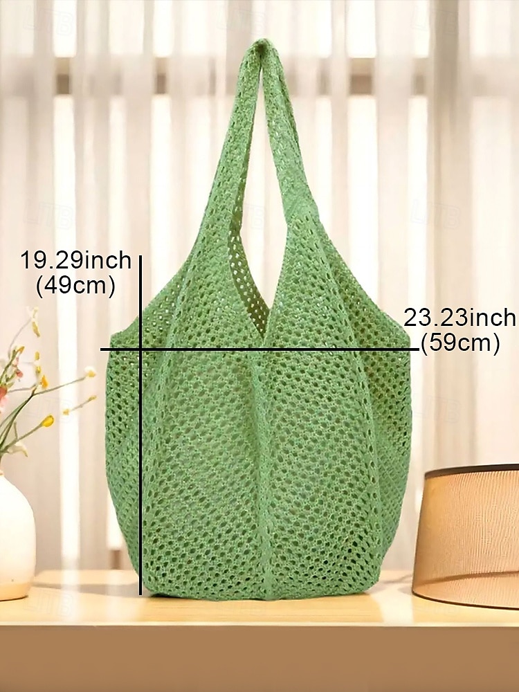 Dames Totalisator Hobo-tas Schoudertassen Polyesteri Gaas Winkelen Casual / Dagelijks Strand Grote capaciteit Lichtgewicht Effen Kleur Zwart Geel Rood 2025 - $14.99 –P8