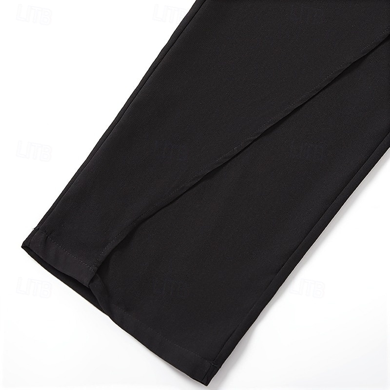 Men's Dress Pants Trousers Pocket Layered Straight Leg Plain Comfort Soft Knee Length Formal Outdoor Daily Elegant Fashion Black White Micro-elastic 2025 - $29.99 –P9