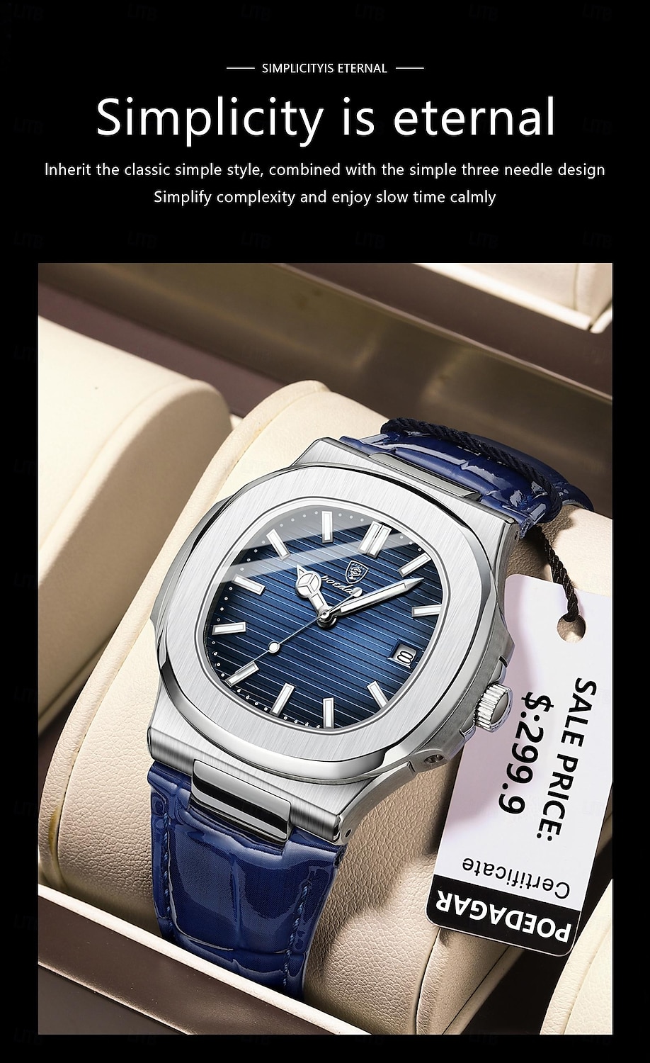 Top Luxury Square Men's Watch, Date Display, Waterproof, Luminous, High-Quality Leather, Modern Quartz Wristwatch 2025 - $33.99 –P3