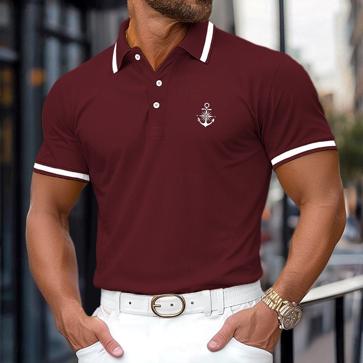 Herren Baumwoll-Poloshirt Golf Poloshirts Lässig Geschäft Gerippter Polokragen Klassisch Kurzarm Basic Modern Einfarbig Knöpfe Logo Frühling & Sommer Normale Passform Dunkelrot Gelb Hellblau Grau 2026 - $22.99 –P11