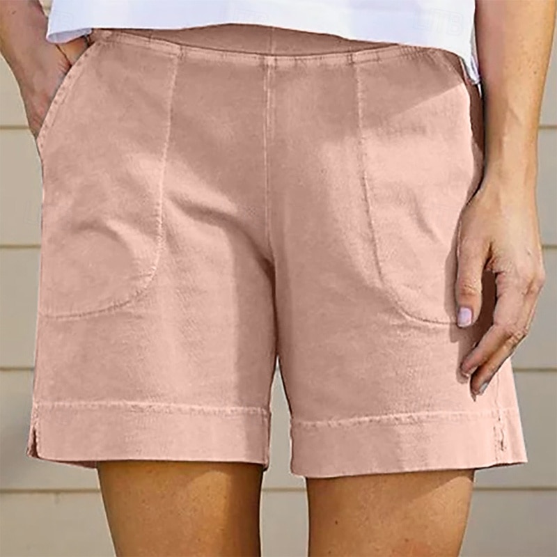 Per donna Pantaloncini in cotone e lino Shorts Pantaloni Eleganti Casual Corto Naturale Semplice Tasca Elastico in vita Comodo All'aperto Quotidiano Ferie Vinaccia Grigio Nero Bianco Estate del 2025 a $15.99 –P1