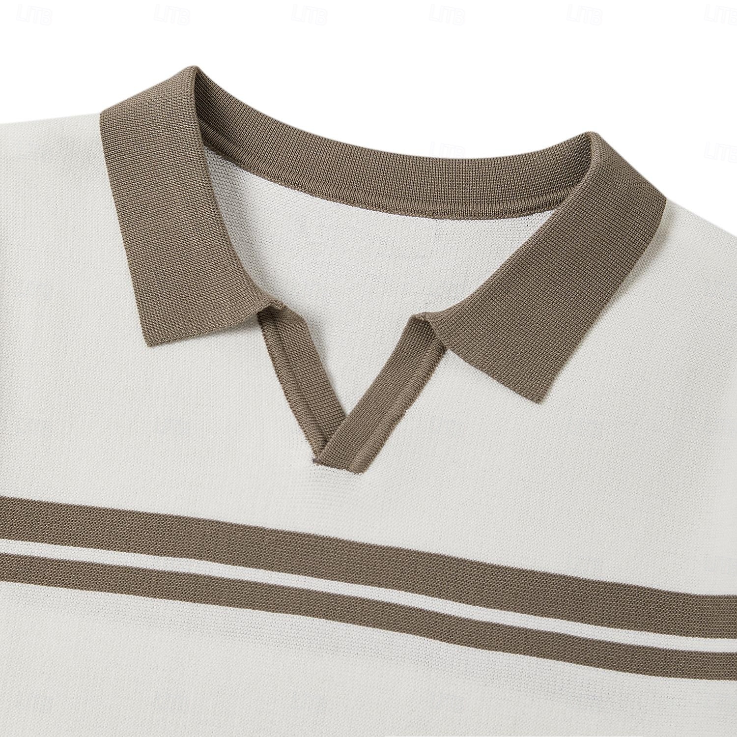 Herre Polo Strikk polo Virksomhet Avslappet V-hals Kortermet Formelt Fargeblokk Original Sommer Alle årstider Svart Hvit Militærgrønn Beige Polo 2025 - $27.99 –P9