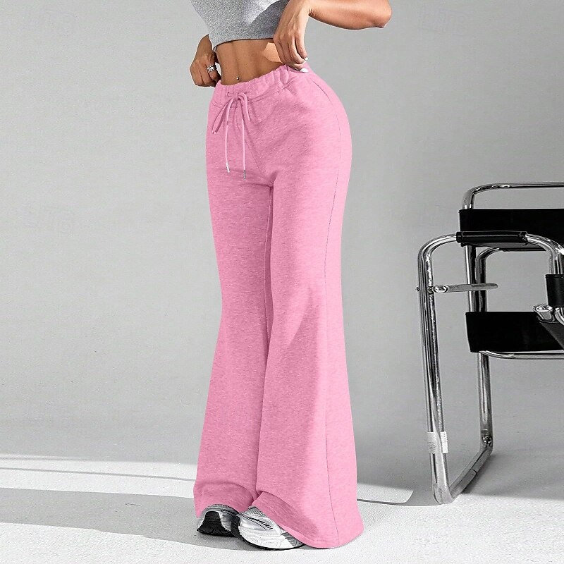Dame Slengbukse Bukser Gatemote Fritid Full lengde Naturlig عادي Elastisk snordesign Utendørs Bekvem Feriereise Ut på byen Lys Himmelblå Lysegrønn Rosa lysegrå Sommer Normal 2025 - $17.99 –P14
