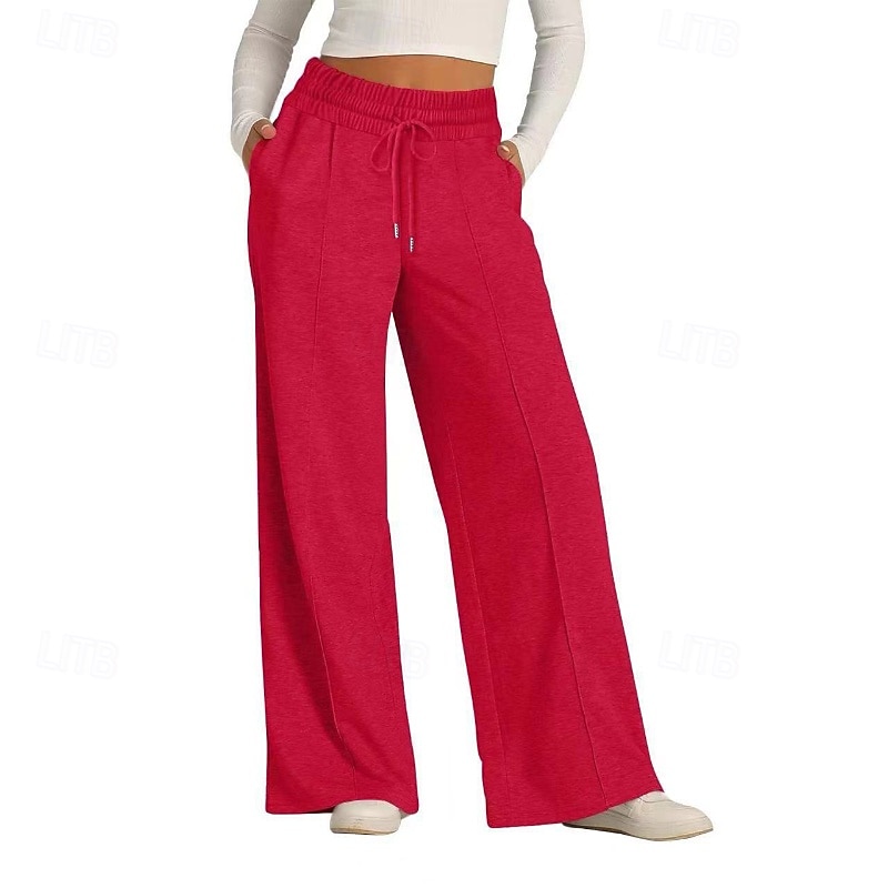Dam Trosor Byxor Streetwear Ledigt Fullängd Naturlig Slät Ficka Elastisk dragsko-design Bekväm Utomhus Gata Utekväll Magenta Aprikos Mörkbrun Svart Sommar Normal 2025 - $19.99 –P15