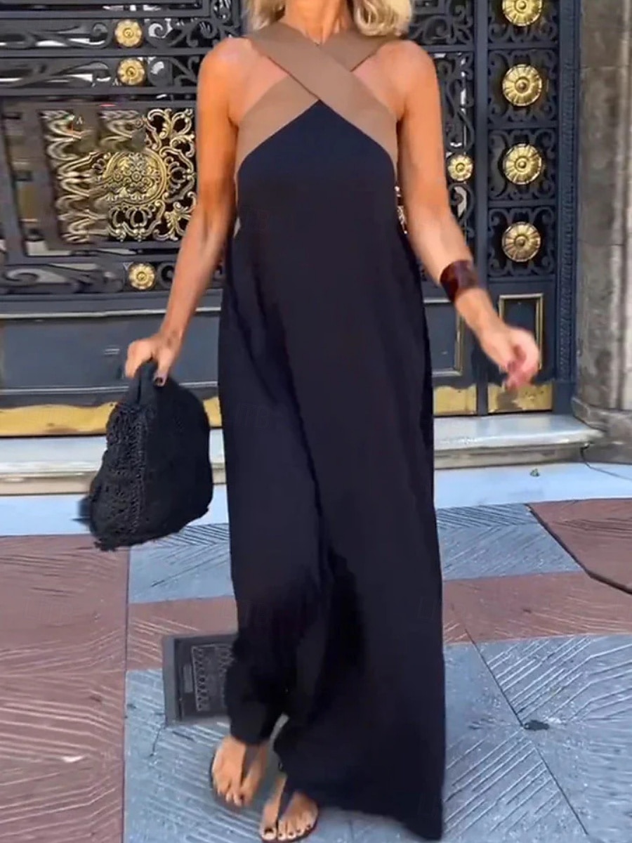 Femmes Robe maxi Robe d'été Occasionnel Quotidien Coupe régulière Graphique Sans manches Col Halter Noir Blanche Vin Fuchsia Été de 2025 ? zł124.99 –P1