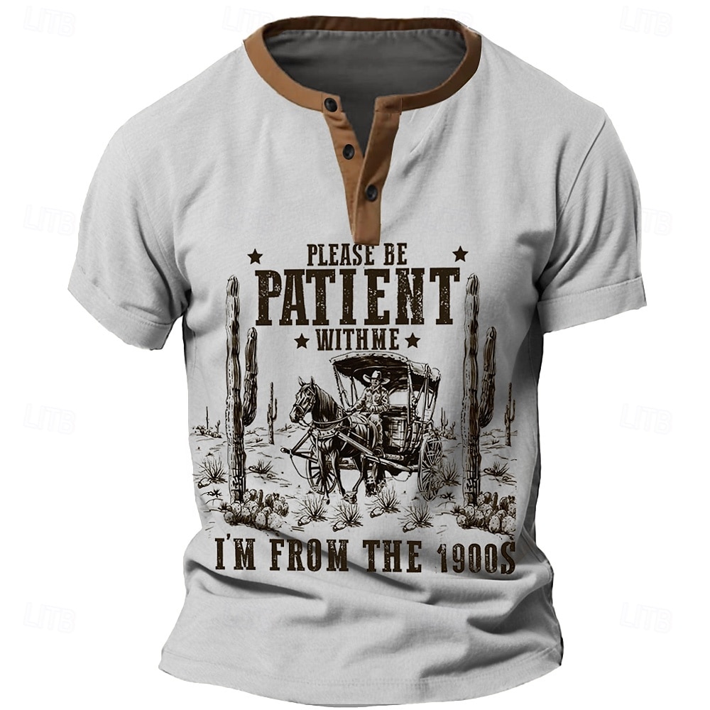 Homme 1900s T-shirt Chemise Henley Manche Courte ancien Designer Rétro Vintage Rue Occasionnel Quotidien Été Printemps Bleu Ciel Gris Argile Kaki Henley T-shirt Henley de 2025 ? $18.99 –P2