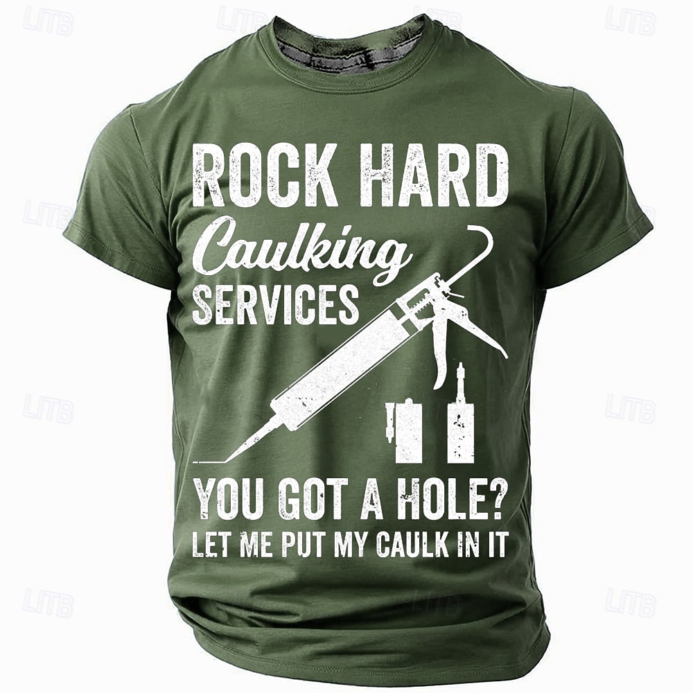 Camiseta gráfica divertida para hombres | Servicios de calafateo Rock Hard | Chiste hilarante de doble sentido sobre calafateo camiseta de manga corta 2026 - $19.49 –P2