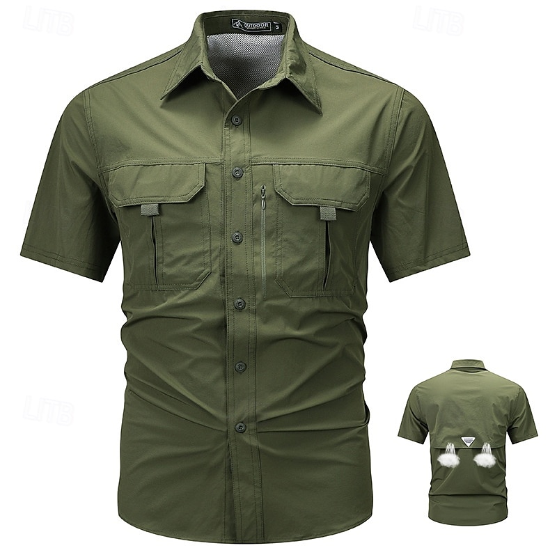 Per uomo Camicia Camicia Estiva Camicia casual Camicia con Bottoni Camicia cargo Nero Blu Verde Kaki Verde militare Manica Corta Semplice Colletto a Camicia Vacanza Camicia hawaiana Tasca del 2025 a $43.99 –P9