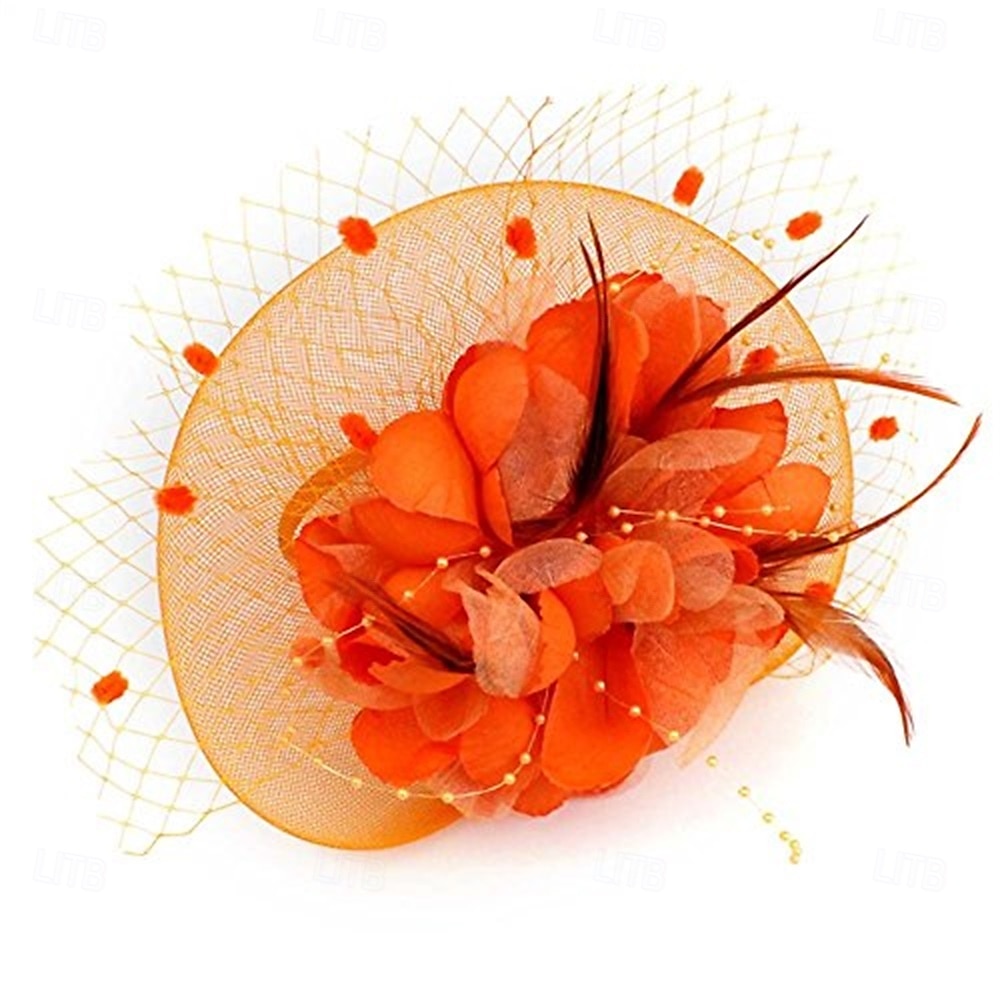 fascinators hatt för kvinnor teparty headpiece bröllop cocktail blomma mesh fjädrar hårklämma 20-tal flapper fascinators 2025 - $33.99 –P16
