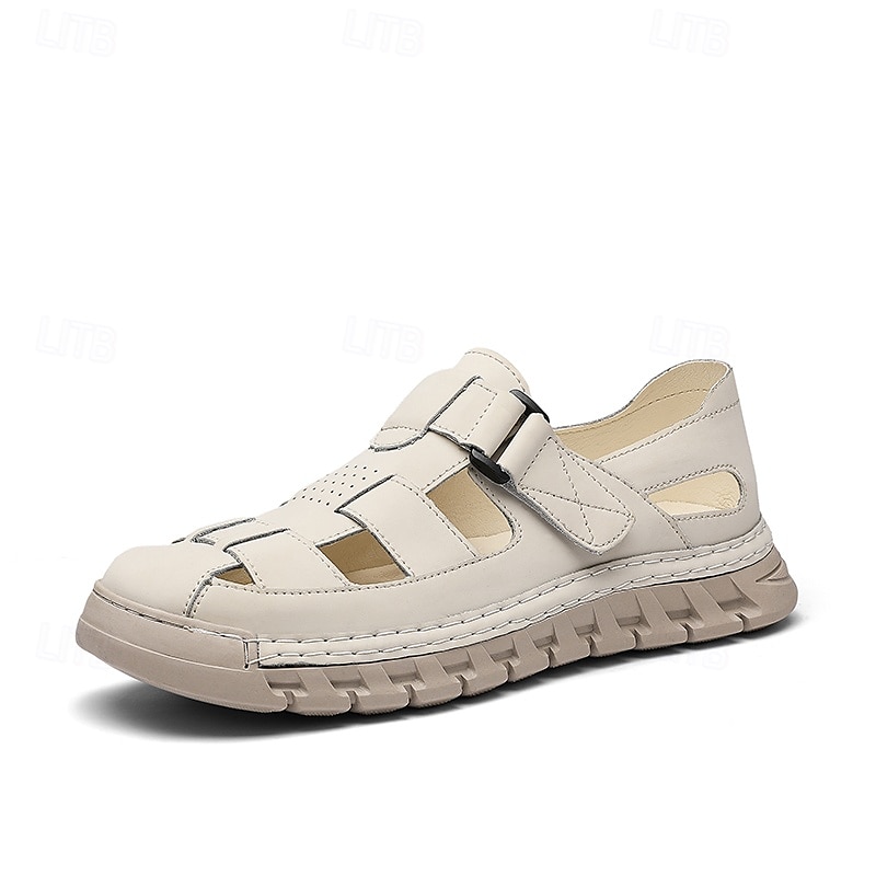 Herrsandaler Vita sportsandaler med stängd tå, justerbara remmar och slitstark sula för utomhusaktiviteter och vattensporter 2025 - $46.99 –P3