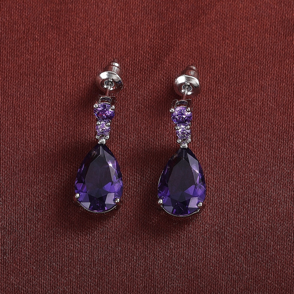 Mujer Pendiente Pera Gota Elegante Aretes Joyas Blanco / Morado Para Boda Fiesta 1 Par 2025 - $14.49 -P9