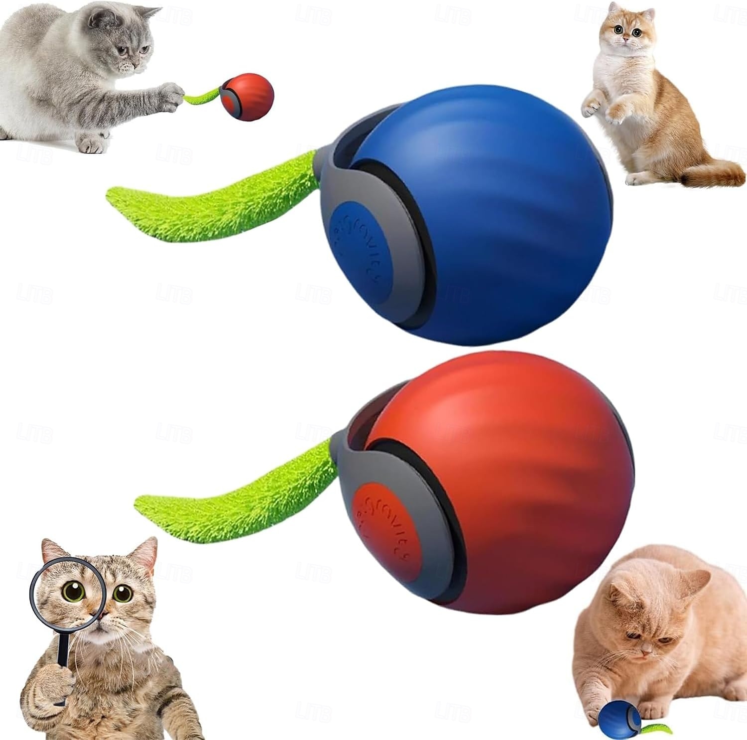 כדור מתגלגל חשמלי עם זנב מתגרה לחתולים, כדור צעצוע חתול אינטראקטיבי חכם, כדור נע אוטומטי עם זנב, כוונון שני מהירויות, משחק מהנה בתוך הבית לגורי חתולים וחתולים 2025 - $12.49 –P1