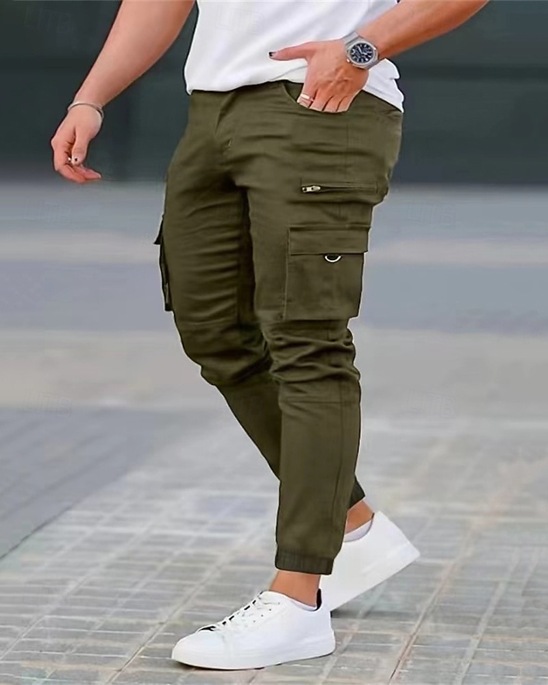Homme Pantalons Cargo Pantalons Boutons Poche à Rabat Uni Portable Extérieur Quotidien Camping & Randonnée Mode Classique Noir Vert Véronèse de 2025 ? $22.99 –P5