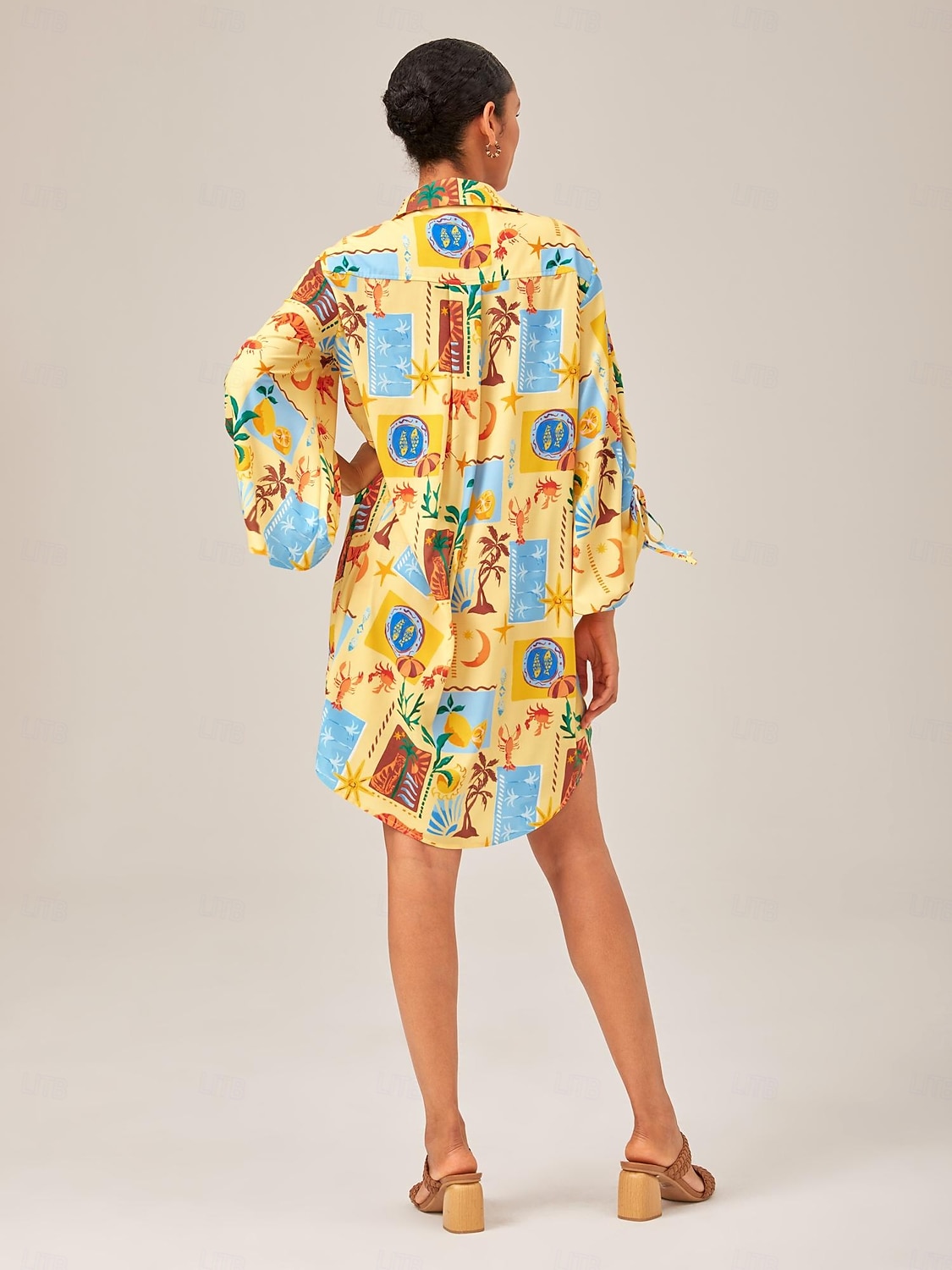 Mulheres Feminino Camisetão Vestido no Joelho Amarelo Manga Longa Folha Animal Árvore Botões Estampado Verão Colarinho de Camisa Férias Lazer XS S M de 2026 por $67.99 –P6