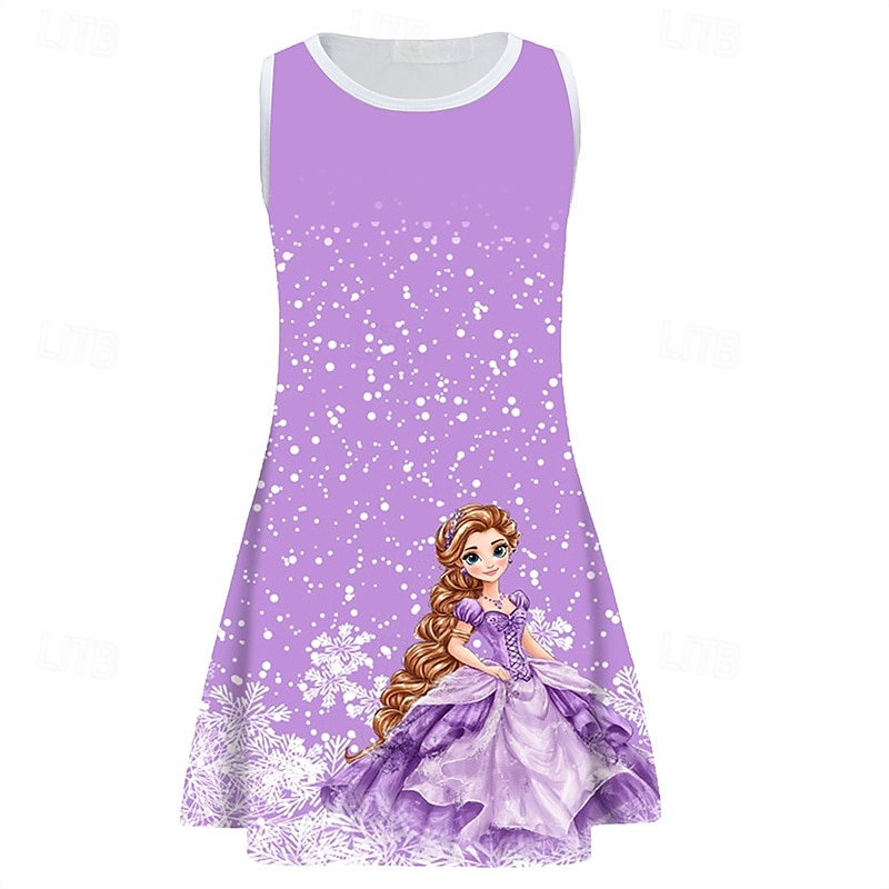 Mädchen' 3D Cartoon Schneeflocke Kleid Ärmellos Sommer Frühling Urlaub Täglich Ferien Prinzessin Schön Süß Kinder 4-12 Jahre Freizeitkleid A Linie Kleid Knielang Normale Passform 2025 - $13.99 –P6