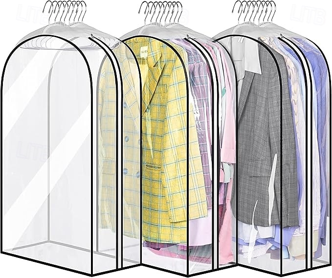 3 csomag ruhatáska ráncolt minden átlátszó ruhahuzat a ruhák felakasztására 40" öltönytáskák szekrény tárolására akasztós ruhatároló öltönyhuzat ingekhez, kabátokhoz, ruhákhoz 2026 - $25.99 –P6
