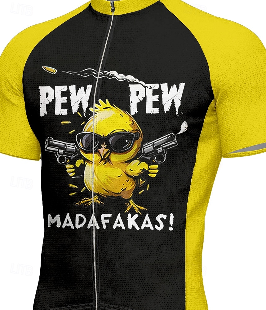 Voor heren Wielrenshirt Korte mouw Fietsen T-shirt Kleding Bovenlichaam met 3 achterzakken UV-bestendig Ademend Sneldrogend Rits Aan De Voorzijde Geel Sport Kleding 2025 - $28.99 –P3
