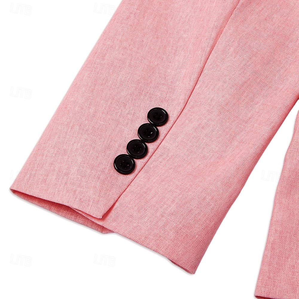 Herre Lin Blazer Sport Frakk Motemessig Hverdagslig Sommer Ensfarget Lin Blazer Rosa Lyseblå Salvie Standard Passform Enkeltknapp 2025 - $75.99 –P8