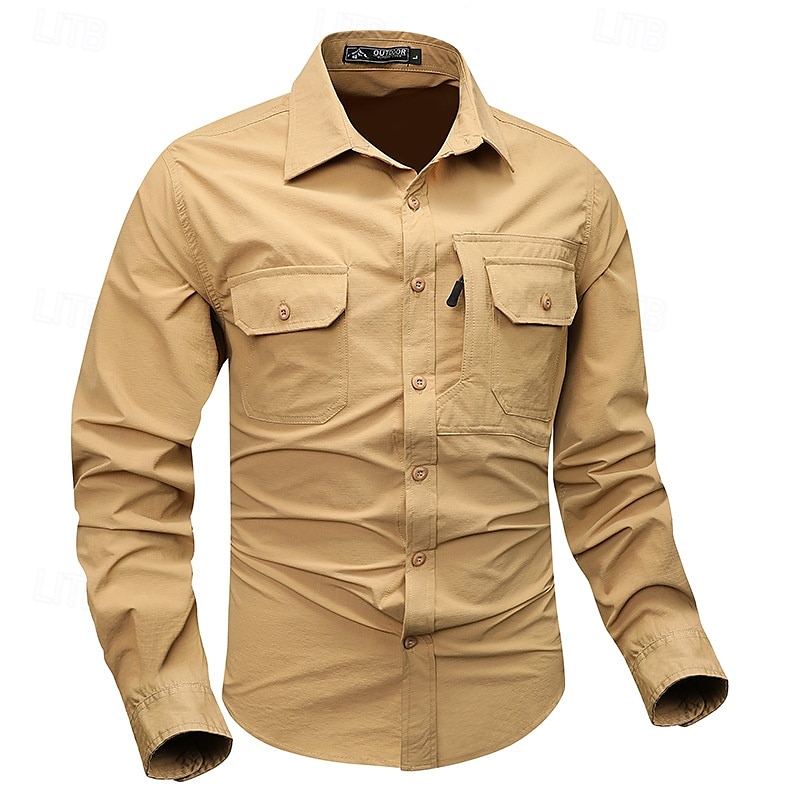 Per uomo Camicia Camicia Estiva Camicia casual Camicia con Bottoni Camicia cargo Nero Kaki Verde militare Beige Manica Lunga Semplice Colletto a Camicia Vacanza Camicia hawaiana Tasca Abbigliamento del 2025 a $42.99 –P8