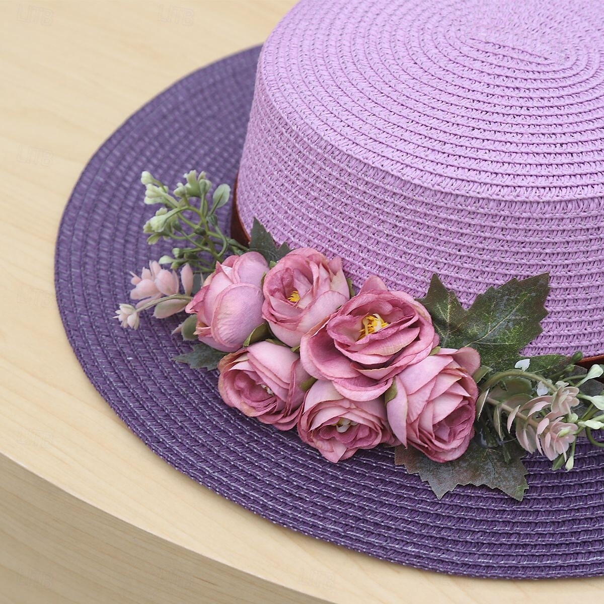 szeroki rondo letniego kapelusza plażowego z wiązaniem z koronki kwiatowej, oddychający materiał papierowy, elegancki pastelowy wzór zapewniający ochronę przed słońcem na zewnątrz 2025 - $49.99 –P1