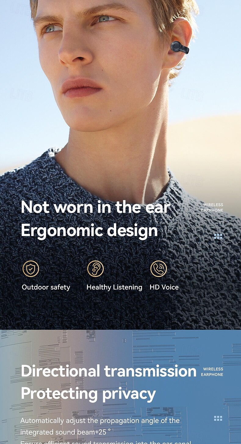 Open Ear Earbuds Wireless Bluetooth Earless Bone Conducting Headphones Wireless Bluetooth Headset Noise Cancelling Bone Earphones Waterproof Air Bone Conduction Headphone Not in Ear Open Ear Buds 2026 - $33.99 –P3