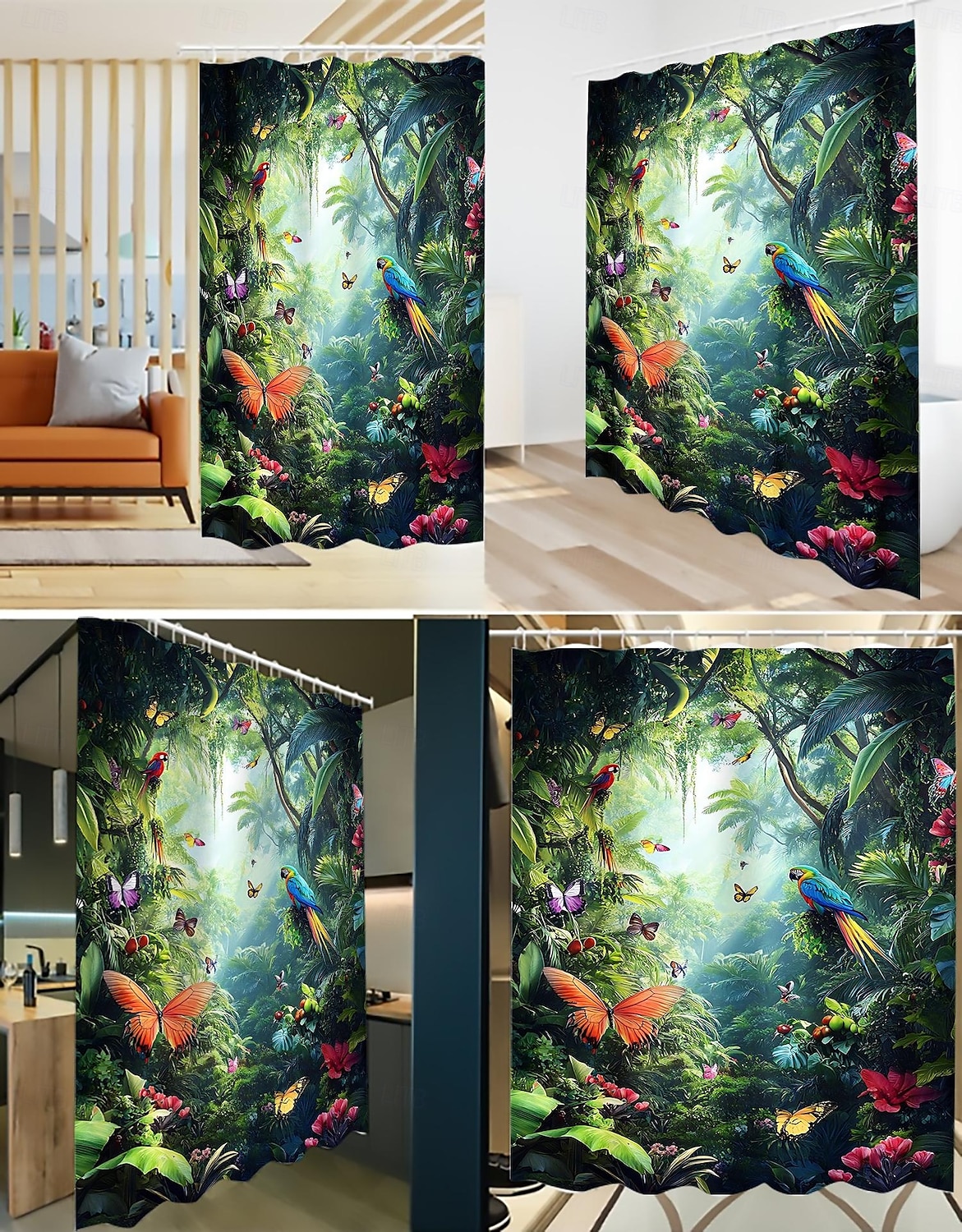 Shower Curtain with Hooks 180cm*180cm(70"*70") Polyester Machine Washable Waterproof Tropical Rainforest Flowers Pattern 2025 - $19.99 –P11